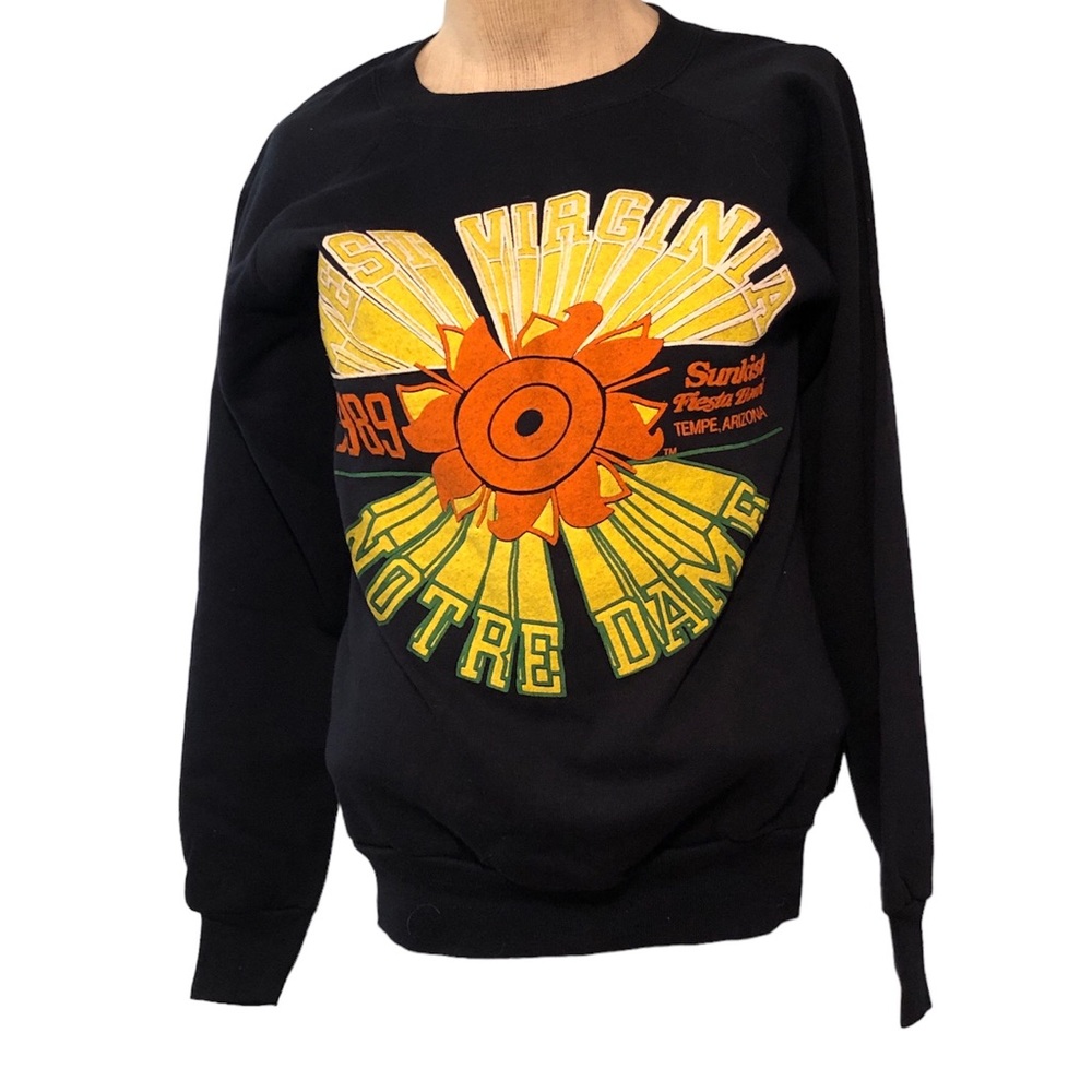 Vintage Norte dame West Virginia 1989 fiesta bowl women’s sweatshirt puffyprint